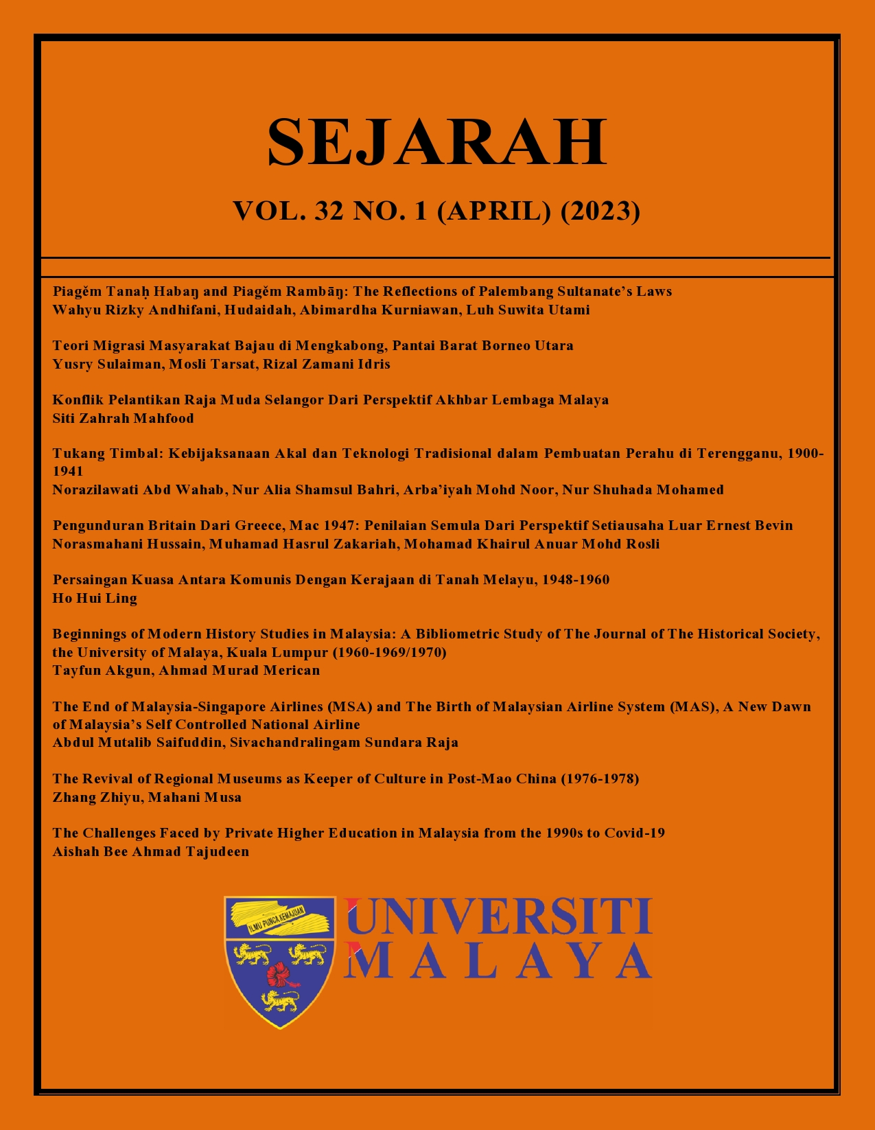 					View Vol. 32 No. 1 (April) (2023): SEJARAH
				