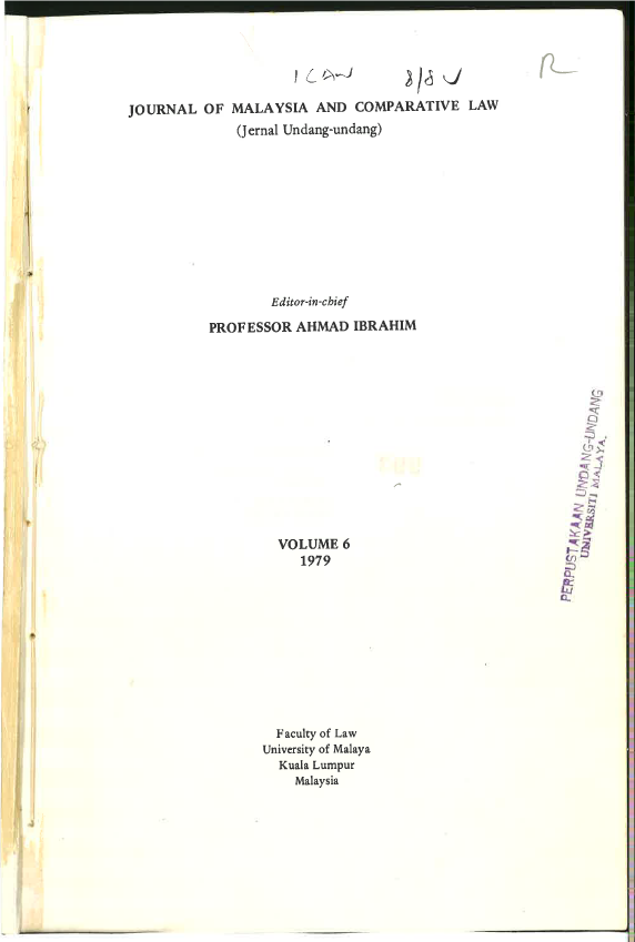 Journal of Malaysian and Comparative Law Vol 6 Part 2 1979