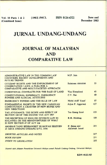 					View Vol. 10 (1983): Journal of Malaysian and Comparative Law
				
